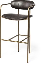 Parker Bar Stool (Brown Faux Leather Seat Gold Metal) 