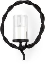 Rizwan Aluminum Braided Circular Candle Holder (Black) 
