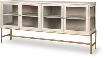 Arelius Sideboard  (White Wood & Gold Metal) 