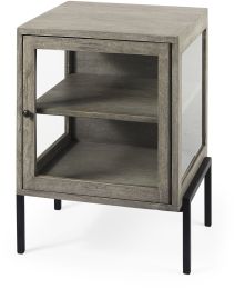 End Table (Arelius Grey Wood with Black Metal Frame) 