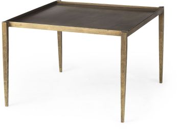 Lydia Coffee Table (Dark Brown Iron Top with Antique Gold Iron Base) 