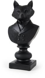 Murray (Black Painted Resin Fox in a Suit Bust) 