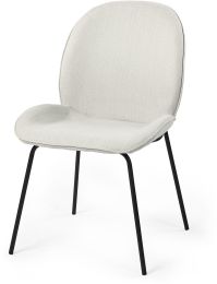 Inala Dining Chair (Set of 2 - White Fabric Seat Black Metal Frame) 