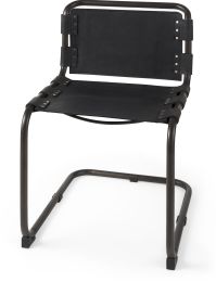 Berbick Dining Chair (Black Leather & Black Metal) 