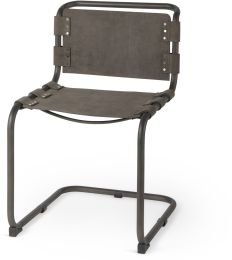 Berbick Dining Chair (Brown-Grey Suede  & Black Metal) 