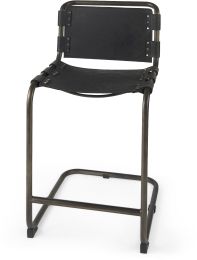 Berbick Counter Stool (Black Leather with Iron Frame) 