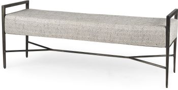 Charlotte Bench (Beige Fabric Seat with Black Metal Frame) 