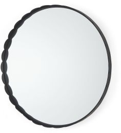 Adelaide Wall Mirror (Black Metal Scallop Edge Round Mirror) 