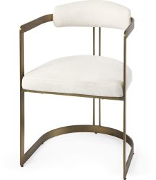 Hollyfield Dining Chair (Cream Fabric & Gold Metal) 