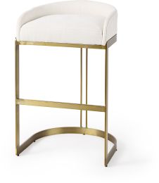 Hollyfield Bar Stool (Cream Fabric Seat with Gold Metal Base) 