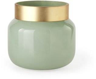 Minty Vase (Court - Verre Vert avec Col De Métal Mat Doré) 