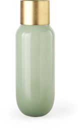 Minty Vase (Haut - Verre Vert avec Collier en Métal Doré Mat) 