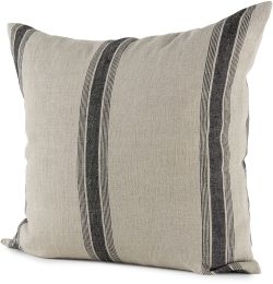 Hattie Decorative Pillow (20x20 - Beige & Black Fabric Striped Cover) 