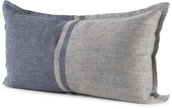 Aubrielle Decorative Pillow (14x26 - Grey & Blue Fabric Color Blocked Cover) 