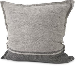 Zadie Decorative Pillow (20x20 - Light Grey & Dark Grey Fabric Color Blocked Cover) 