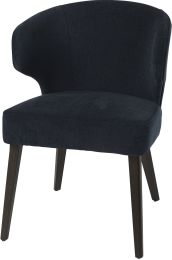 Niles Dining Chair (Navy Blue Fabric & Dark Brown Wood) 