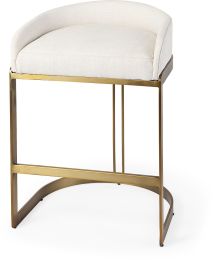 Hollyfield Counter Stool (Cream Fabric & Gold Metal) 