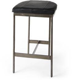 Millie Counter Stool (Black Leather Seat with Nickel Frame) 