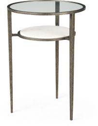 Felicity End Table ( Glass & Marble & Gold Metal) 