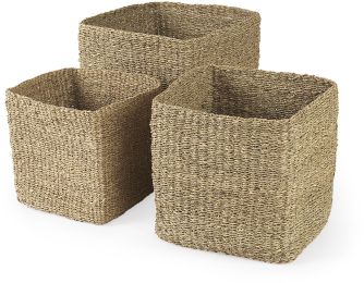 Copenhagen Baskets (Set of 3 - Medium Brown Square Twisted Seagrass) 