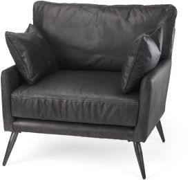 Cochrane Upholstered Chair (Black Leather Wrapped Chair) 