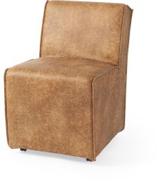 Damon Dining Chair (Set of 2 - Cognac Brown Faux Leather) 