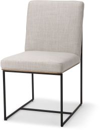 Stamford Dining Chair (Armless - Beige Fabric & Black Metal) 