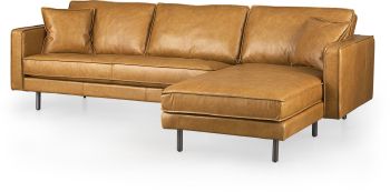 D'Arcy Sectional Sofa (Right Chaise - Tan Leather) 