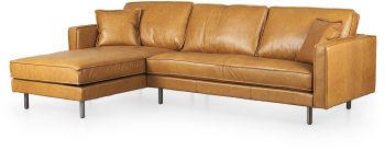D'Arcy Sectional Sofa (Left Chaise - Tan Leather) 