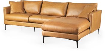 Lake Sectional Sofa (Right Chaise - Como Tan Leather) 