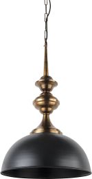 Willson Pendant Light (Black Iron with Antique Brass Dome) 
