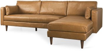 Elton Sectional Sofa (Right Chaise - Tan Leather) 