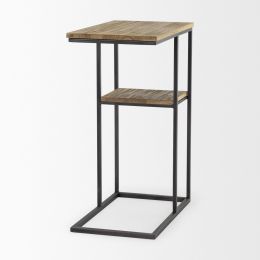 Ronin Accent Table (Rectangle Wood & Black Metal) 