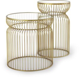Shani Accent Table (Gold Metal &  Glass) 