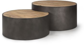 Eclipse Coffee Table (Gunmetal Grey  & Brown Wood) 
