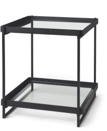Trey Accent Table (Black Metal &  Glass) 