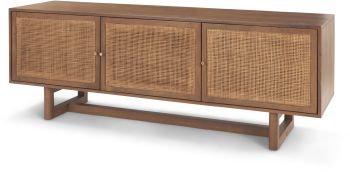 Grier Media Console (Medium Brown Wood & Cane  Accent) 