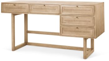 Grier Desk (Light Brown Wood & Cane  Accent) 