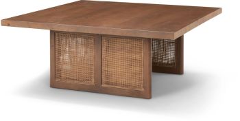 Grier Coffee Table (Medium Brown Wood & Cane  Accent) 