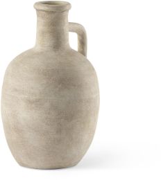 Zenni Vase (9.3H  - Beige Ceramic) 