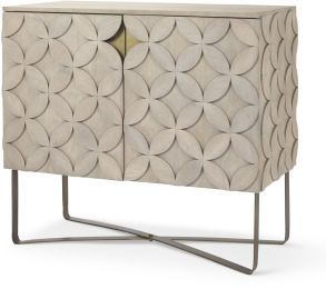 Excelsior Accent Cabinet (Light Brown Wood & Gold Metal) 