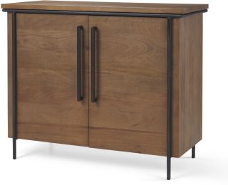 Maddox Accent Cabinet (Brown Wood & Black Metal) 