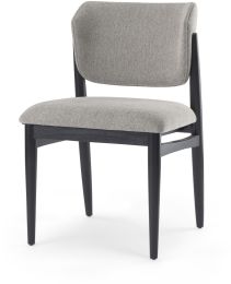 Cline Dining Chair (Grey Fabric & Black Wood) 