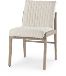 Tahoe Dining Chair (Armless - Cream Boucle Fabric & Light Brown Wood) 