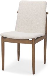 Cavett Dining Chair (Cream Boucle Fabric & Light Brown Wood) 