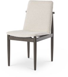 Cavett Dining Chair  (Cream Boucle Fabric & Dark Brown Wood) 