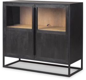 Sloan Cabinet (Bois Noir & Brun &  Métal Noir) 