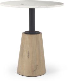 Maxwell Bistro Table (White Marble & Blonde Wood) 