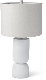 Everly Table Lamp (White Cement & White  Shade) 