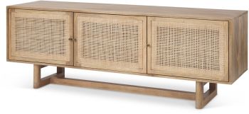Grier Media Console (Light Brown Wood & Cane Accent) 